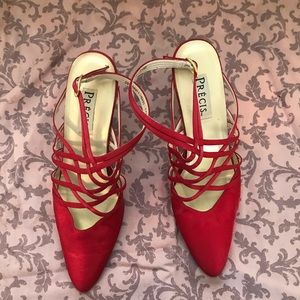 Précis Red Fabric Heels